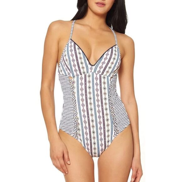 New. Jessica Simpson Moroccan Stripe Printed One-Piece Swimsuit. Retails $98 - Picture 4 of 8